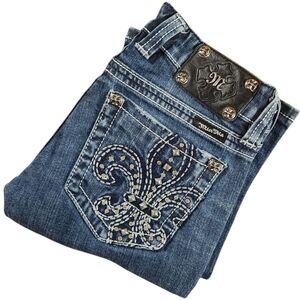 Miss Me Size 26 29x30 JP5010RR Medium Wash Bootcut Denim Blue Jeans Jewels Bling